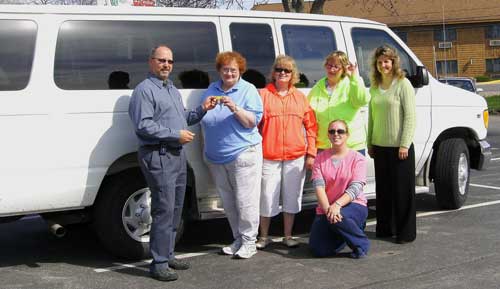 Left to Right: Fred Young from Young Automotive, Lee Chapman, Sandi Fish, Kathy Copisky, Kim McClure, Program Coordinator, Front Kendra Dragseth