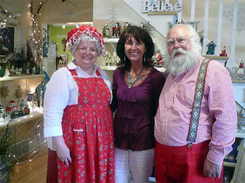 pipkas-santa Pipka poses with Santa and Mrs. Claus at Pipka's of Door County's annual "Christmas in July" event